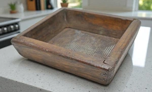 Antique Wooden Flour Filtering Tray Original Old Hand Crafted - Picture 1 of 7