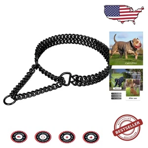 Heavy-Duty Black Dog Chain Collar - 316L Stainless Steel, 22-24'' Adjustable Fit - Picture 1 of 8