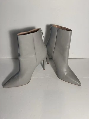 Steve Madden Halena Gray Leather Pointed Toe Stiletto Ankle Boots Size 10 M - Image 1 of 4