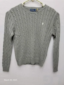 Vintage Polo Ralph Lauren Sweatshirt Mens Medium Grey Pullover - Picture 1 of 8