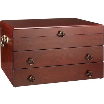 Reed & Barton Handcrafted Bristol Grande Mahogany/Brown 2-Drawer Flatware Chest - Image 1 of 4