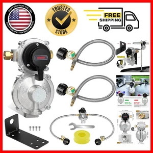 Automatic Changeover Propane Regulator with Color Gauge and 18" Hoses Included - Picture 1 of 11