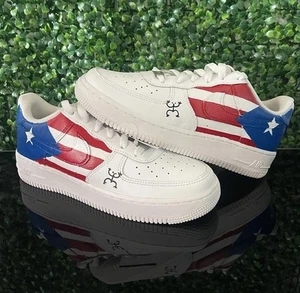 Nike Air Force 1 Low Custom Puerto Rico PR Boricua Flagge GS Größe 7Y Damengröße 8,5 - Bild 1 von 15