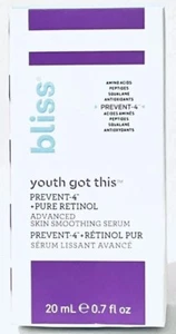 Bliss Youth Got This Prevent-4 + Pure Retinol Advanced Skin Smoothing Serum- NIB - Picture 1 of 2