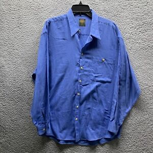 Scott Barber Shirt Adult Large Blue Button Up Soft Cotton Made in USA Mens 1A