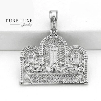 New Gift Inc Men's Stainless Steel CZ Last Supper Jesus Charm Pendant +Box - Image 1 of 2