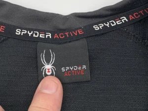 Spyder Mens Sweatshirt Sz M Active Black Pullover Shirt Spider Performance - Picture 1 of 7