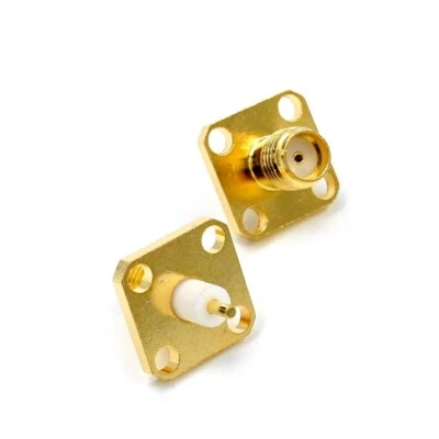 ENVISTIA Flange Mount SMA Female Jack RF Panel Connector 4 Hole Solder Cup