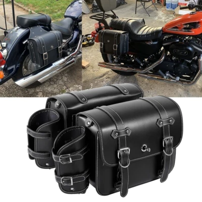 PU Leather Saddlebag Saddle Bag For Yamaha V Star XVS 250 650 950 1100 Custom - Image 1 of 4