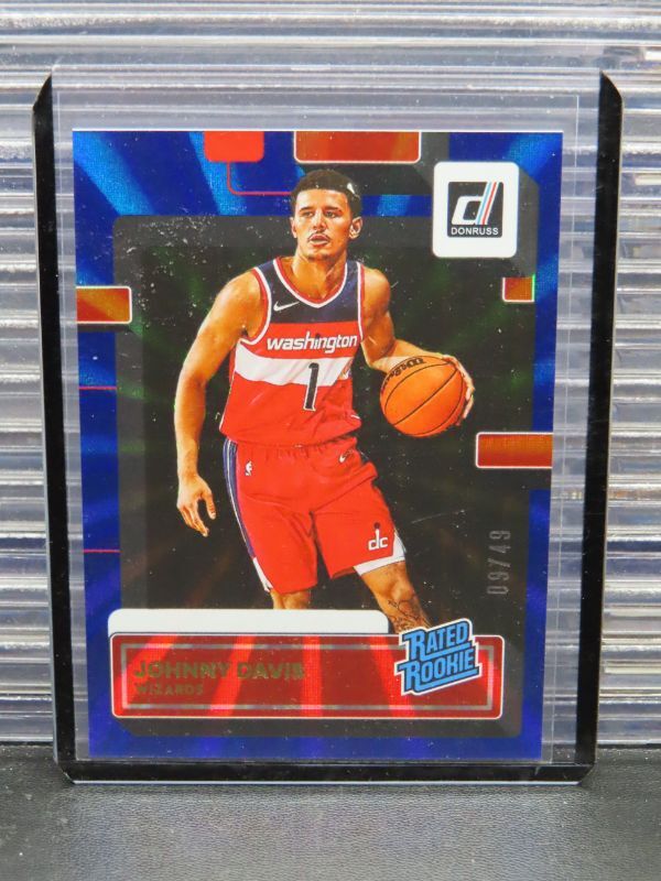 2022-23 Panini Donruss Johnny Davis 210 RC Rated Rookie Holo Blue Laser #09/49