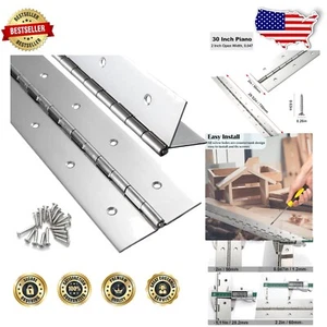 2 Pack Heavy Duty 30" Stainless Steel Piano Hinge - Silent, Durable & Versatile - Picture 1 of 9