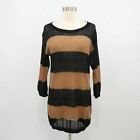 Ann Taylor Sweater Pullover Mohair Womens S Small Tunic Striped Black Brown