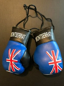 MONTSERRAT FLAG MINI BOXING GLOVES - Hang in your Car - ROOTS RASTA REGGAE - Picture 1 of 2