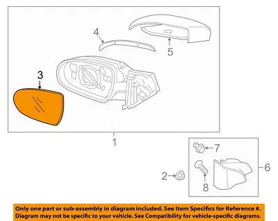 Espelhos externos HYUNDAI OEM Elantra-porta frontal-espelho de vidro esquerdo 87611F3050 - Imagem 1 de 2