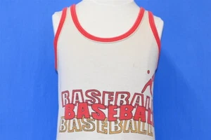 vtg 80s BASEBALL TANK TOP BEIGE SLEEVELESS 100 COTTON SPORT KIDS t-shirt YOUTH S - Picture 1 of 4
