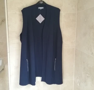 Michele Hope Navy Sleeveless Open Cardigan With Zipped Pockets UK 10-12 (BNWT) - Picture 1 of 6
