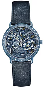 Guess W0821L2 Little Wildflower Multicolor Dial Blue Leather Strap Women's Watch - Picture 1 of 1