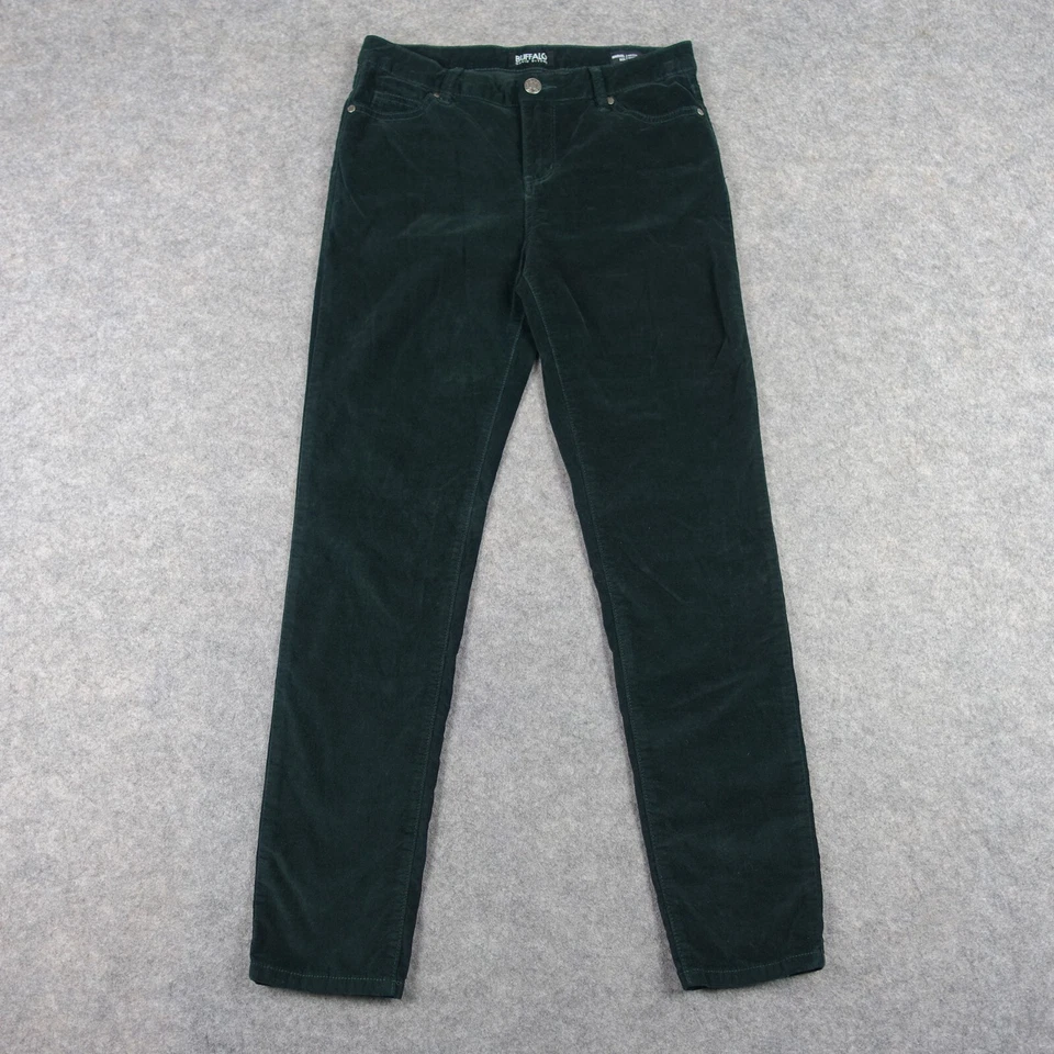 Buffalo David Bitton Pants Womens 8 Green Marvel Mid Rise Velvet Stretch Skinny - Image 1 of 4