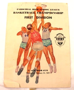 Programma Campione Basket Souvenir Catholic Central vs San Gregorio 21 febbraio 1951 - Foto 1 di 5