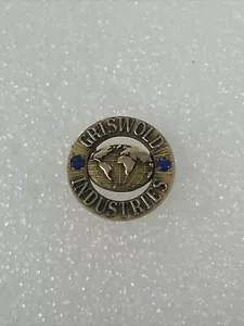 Griswold Worldwide Industries 10kt Yellow Gold Service Pin W 2 Sapphires  - Picture 1 of 4