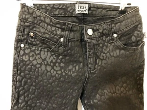 Tripp NYC Black on Black Leopard Print Coated Pants - Picture 1 of 12