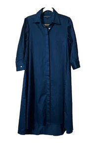 Valentina Kova Women’s Small DAKOTA Cotton DRESS Pockets EUC $1095 Navy Blue - Picture 1 of 24