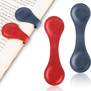 2 Pcs Magnetic Bookmarks, Vintage Faux Leather Book Mark Double-Sided Magnetic P - Picture 1 of 12