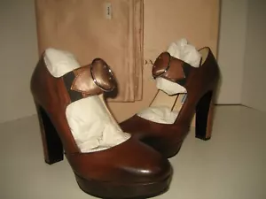 Scarpe décolleté Prada donna US 6 EU 36 $700 NUOVE effetto invecchiato marrone pelle tacco alto - Foto 1 di 11