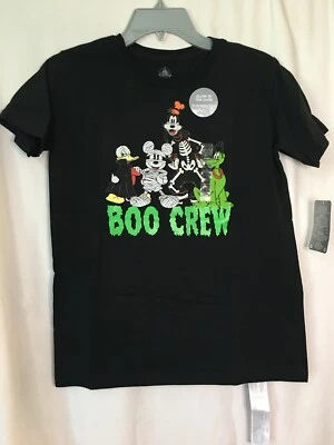 New Disney Store Mickey Mouse Friends T-Shirt Boys Black Halloween "Boo Crew" - Image 1 of 4