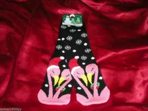 K BELL TROPICAL NAVIDAD ROSA SANTA FLAMENCO COPOS DE NIEVE MUJER CALCETINES NUEVOS 9-11 - Imagen 1 de 4