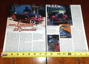 1933 LINCOLN KB CONVERTIBLE ORIGINAL 2002 ARTICLE - Picture 1 of 3