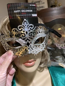 ❤️Halloween Classic Phantom Venetian Masquerade Mardi Gras Party Mask Silver - Picture 1 of 5