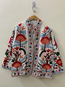 TNT Suzani Embroidered Bomber Jacket Soft Suzani Short Coat Street Style - Picture 1 of 3