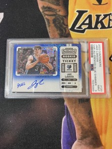 2022 Contenders Jake Laravia Blue Shimmer RC Auto 3/21 JSY Inscription SP PSA 9