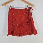 Ally Womens Skirt Size 8 Floral Red Zip Mini 076320