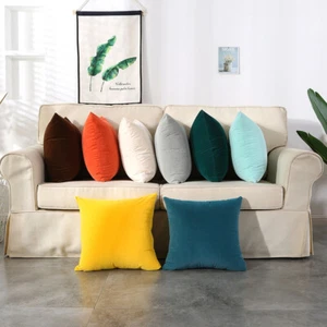 2X Throw Pillowcase Velvet Cover Solid Square Soft for Couch Bed Sofa Modern New - Picture 1 of 20