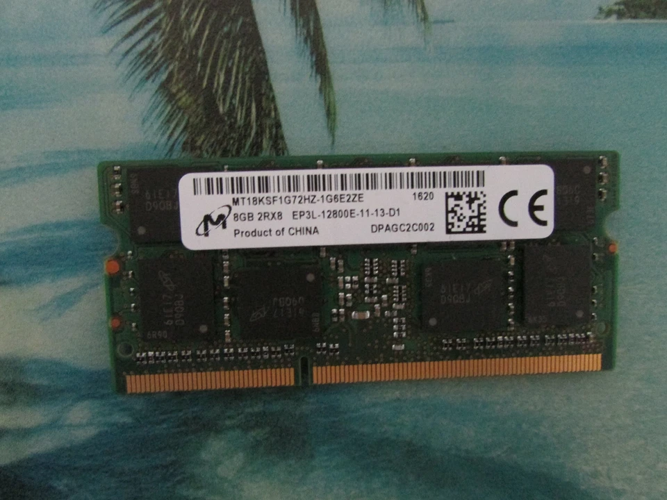 Micron 8GB 2Rx8 EP3L-12800E DDR3 SODIMM  Memory MT18KSF1G72HZ-1G6E2ZF ECC RAM - Image 1 of 1