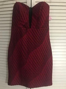 Bongo Junior's Sz Large Wavy Knit Strapless Dress Blackberry Red/Black-NWT - Picture 1 of 3