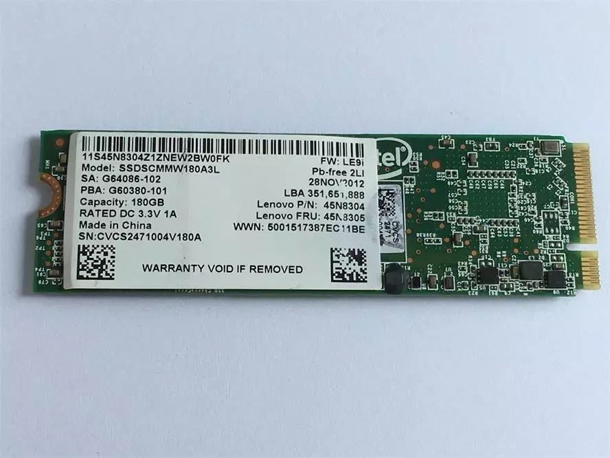 Lenovo X1 Carbon 1st Gen Intel 180GB NVMe M.2 Solid State Drive SSDSCMMW180A3L - Image 1 of 4