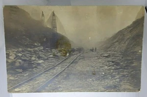 RPPC Postcard  Railroad Track Construction Stone Quarry Posted 1910 NY - Picture 1 of 2