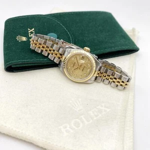 Montre Rolex Datejust 18K or jaune acier champagne cadran diamant ordinateur 79173 - Photo 1 sur 8