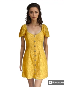 Abercrombie & Fitch Minikleid Gr. S gelb Blumen Spitze Cottagecore - Bild 1 von 8