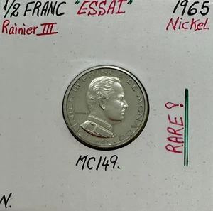 MONACO - 1/2 FRANC 1965 (Rainier III) Monnaie en Nickel // ESSAI - Picture 1 of 2