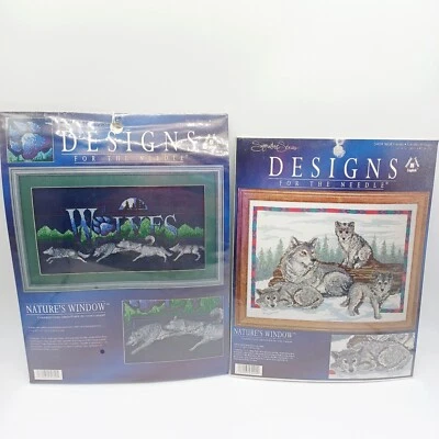 Lot of 2 Nature's Window Wolf Family & Wolves Cross Stitch Kits-Sealed - Image 1 of 4