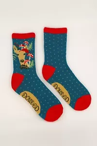 Calcetines de punto de algodón de bambú en polvo para damas ciervas y sapos - Imagen 1 de 3