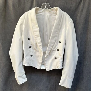 Vtg White Cropped Tuxedo Jacket 32 - Picture 1 of 13