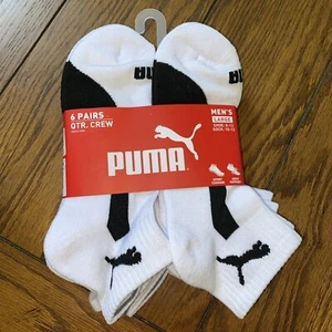 Puma 6 Pack Quarter Cut Cushioned Sportstyle Mens Shoe Size 8-12 Large White NWT - Picture 1 of 3