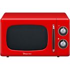 0.7 Cu Ft Retro Countertop, 700 Watt, Rotary Dial, Timer, 7 Power Levels - Red