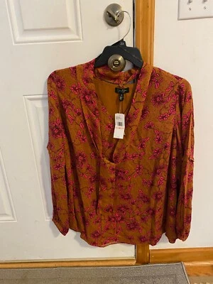 TOP NUEVO PARA MUJER TALLA 2X JESSICA SIMPSON ESTAMPADO MANGA LARGA CUELLO CORBATA Foto 1 de 4