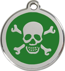 Red Dingo "Skull & Crossbones" Dog & Cat ID Tag - Free Engraving - 11 Colours - Picture 1 of 25